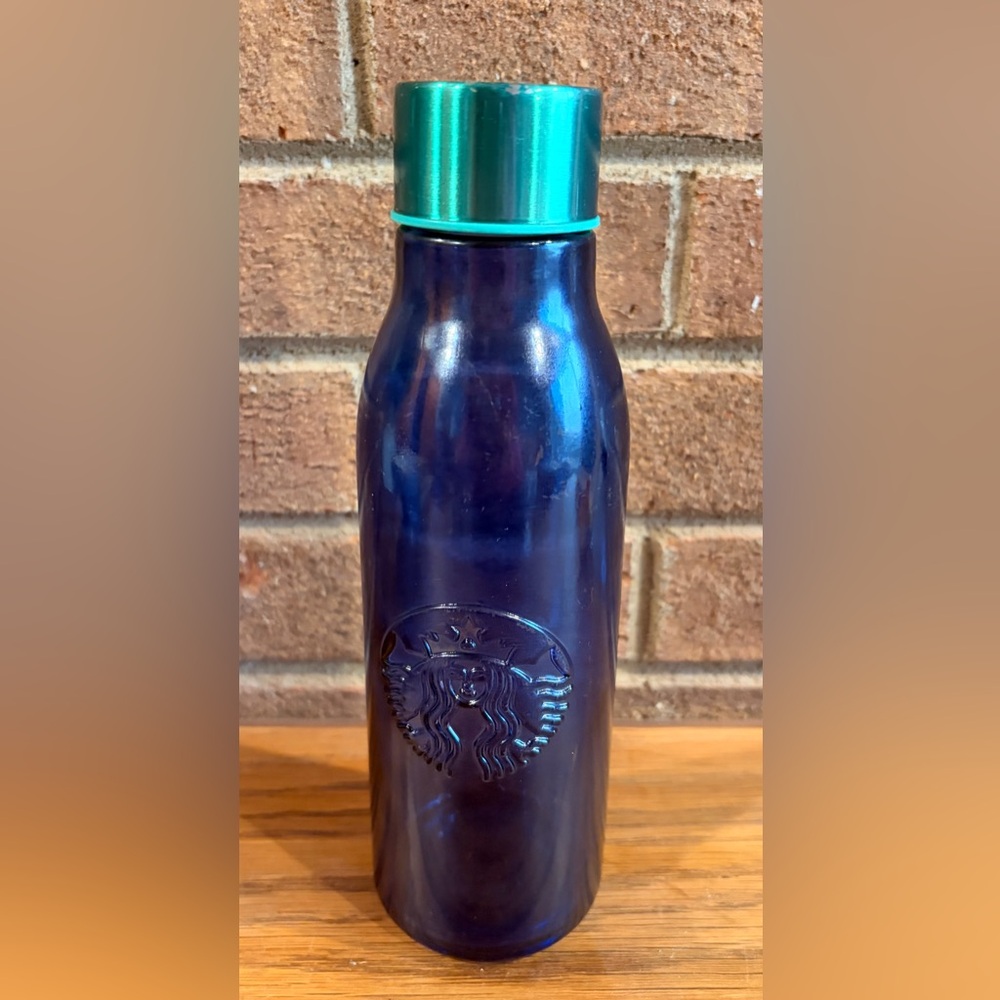 Starbucks Blue Teal Glass Water Bottle